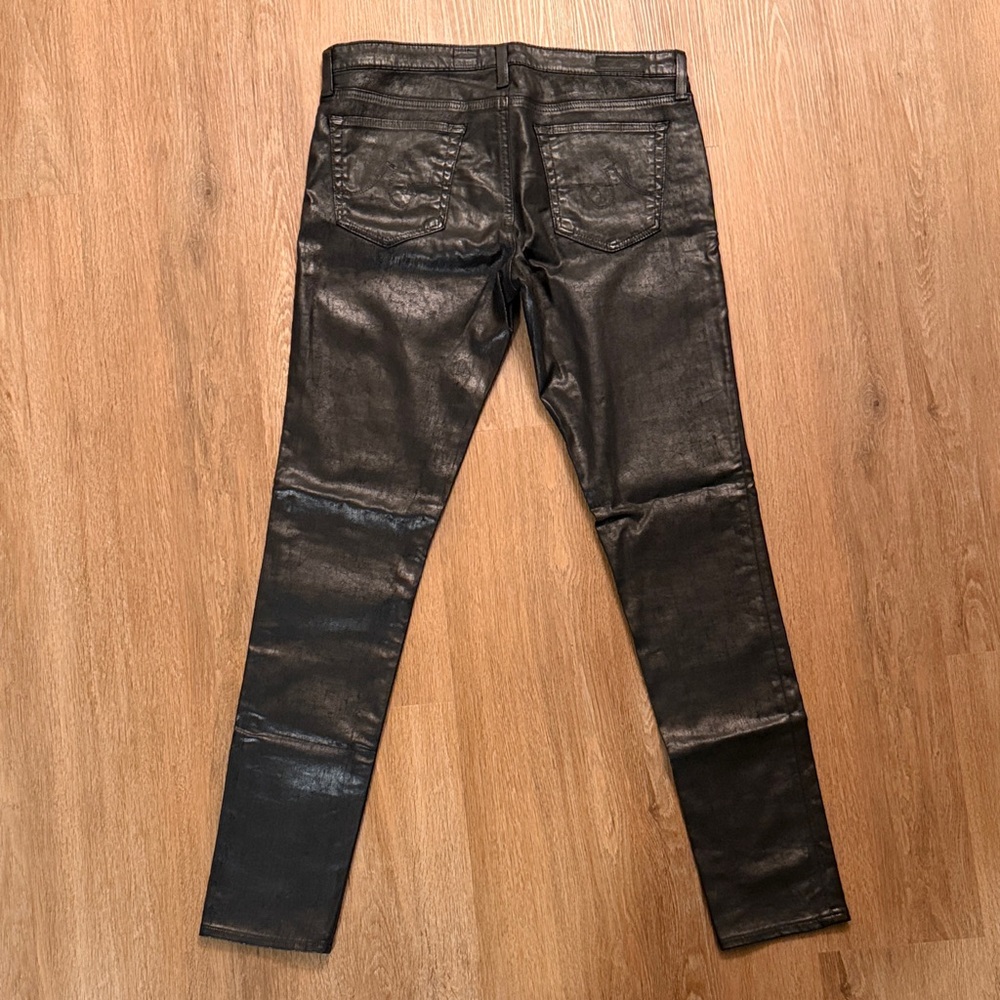 AG Adriano Goldschmied Black Leather Look Skinny Jeans - Picture 3 of 11